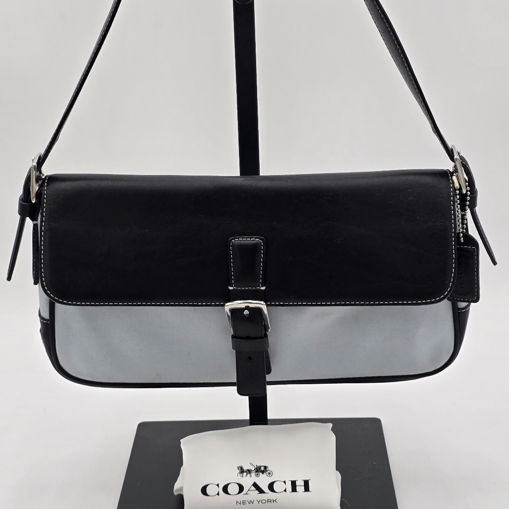 Coach Vintage Hampton Shoulder Bag, B & W, EUC